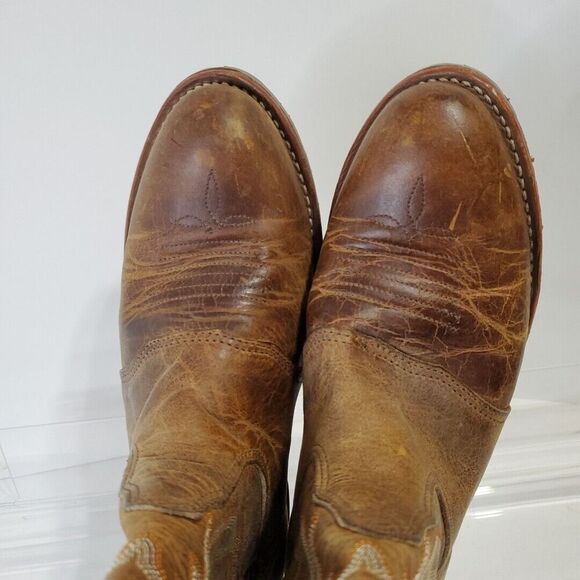 Double H Cowboy Boots Womens 7M Daniela 12" Work Roper Brown Leather Rustic USA - Picture 5 of 9